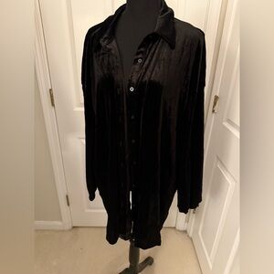 Black Velvet Button-Up Shirt Womens Plus Size 4 X